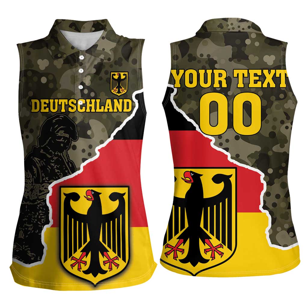 Custom Germany 1990 Women Sleeveless Polo Shirt Coat Of Arms With Camo Patterns - Wonder Print Shop