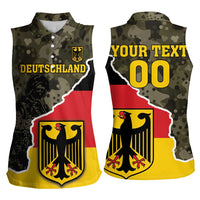 Custom Germany 1990 Women Sleeveless Polo Shirt Coat Of Arms With Camo Patterns - Wonder Print Shop