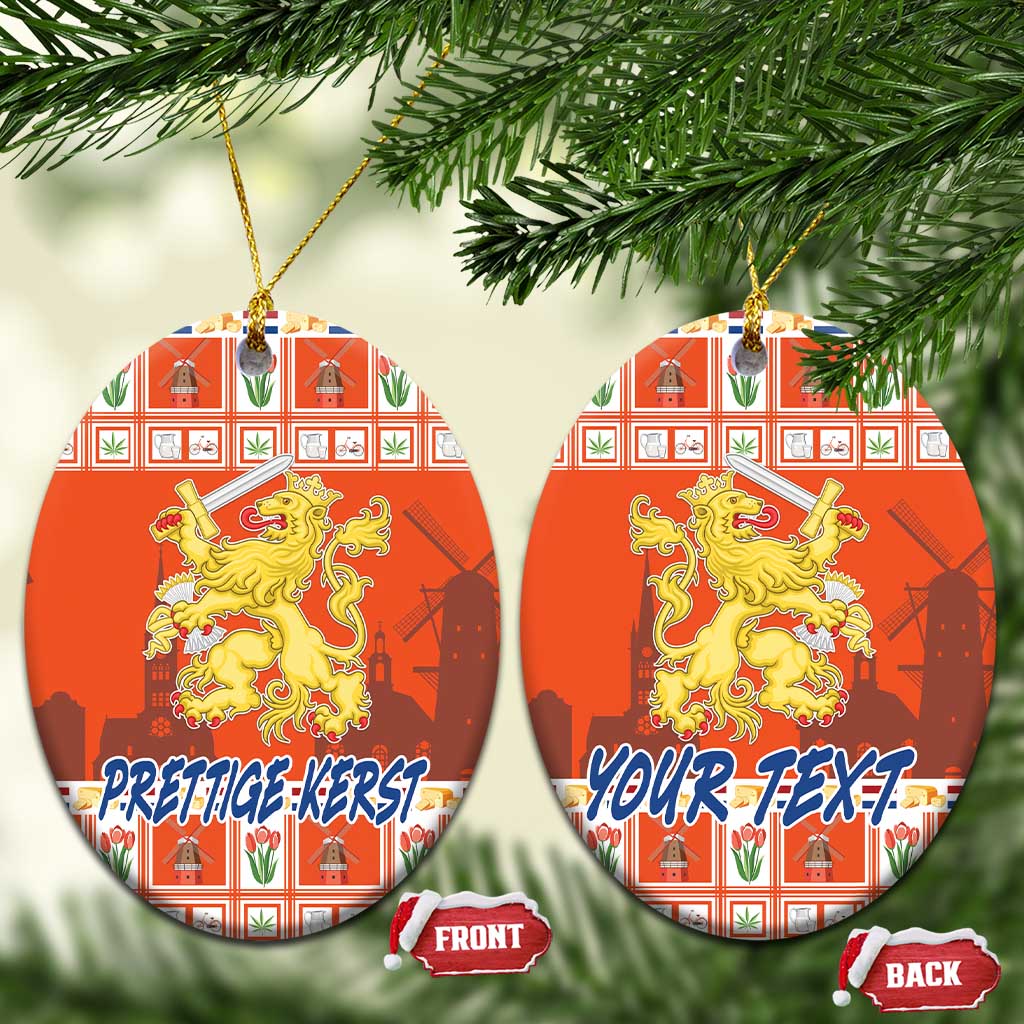Personalized Netherlands Christmas Ceramic Ornament Coat Of Arms - Prettige Kerst - Wonder Print Shop
