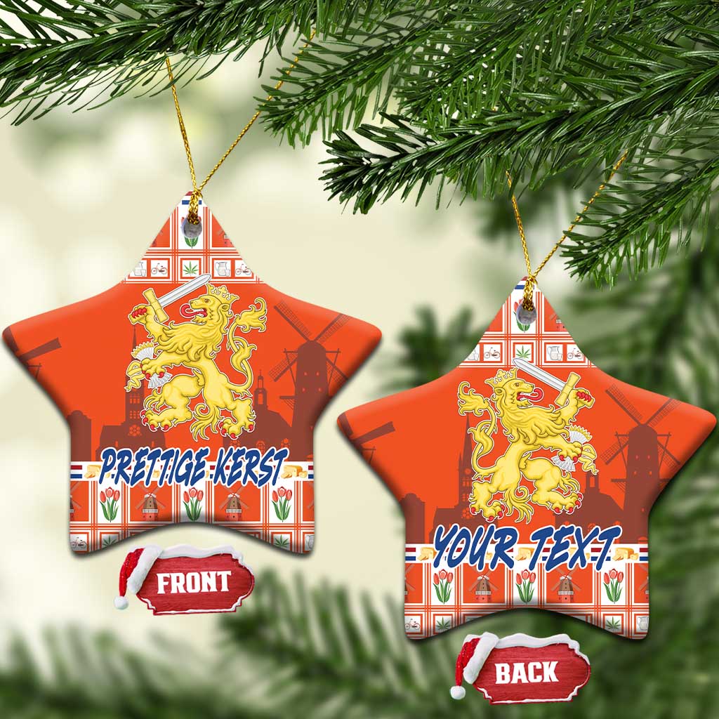 Personalized Netherlands Christmas Ceramic Ornament Coat Of Arms - Prettige Kerst - Wonder Print Shop