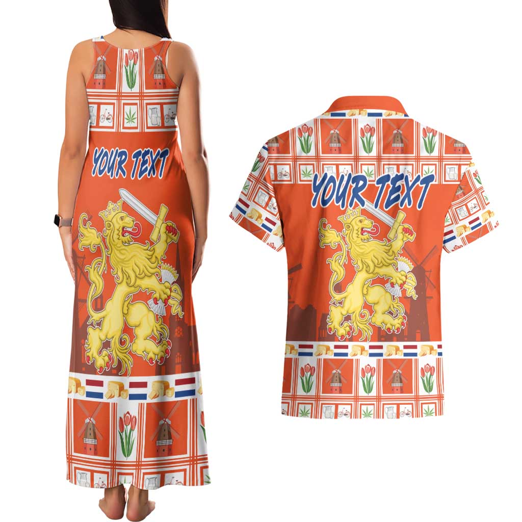 Personalized Netherlands Christmas Couples Matching Tank Maxi Dress and Hawaiian Shirt Coat Of Arms - Prettige Kerst - Wonder Print Shop