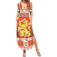 Personalized Netherlands Christmas Family Matching Summer Maxi Dress and Hawaiian Shirt Coat Of Arms - Prettige Kerst - Wonder Print Shop