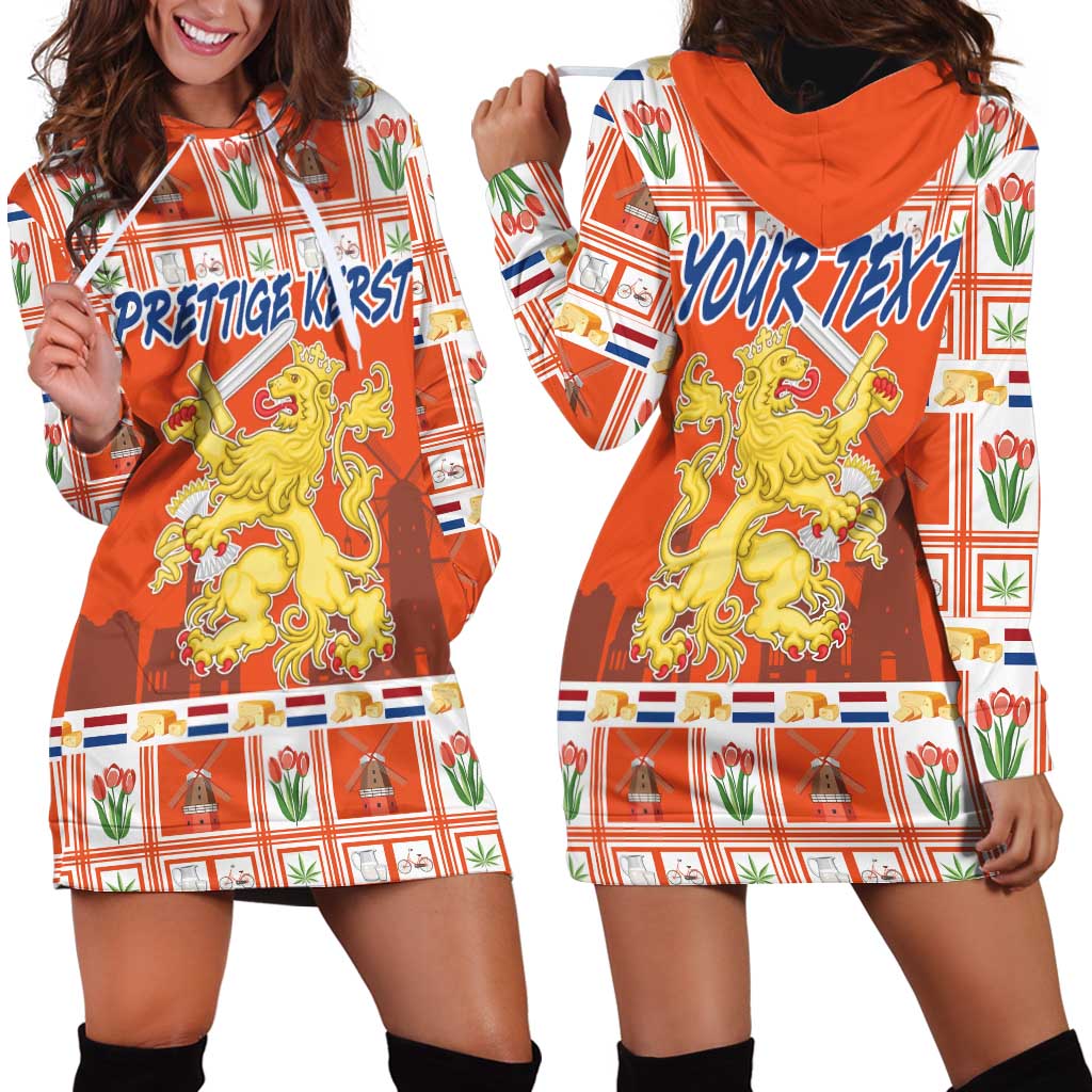 Personalized Netherlands Christmas Hoodie Dress Coat Of Arms - Prettige Kerst - Wonder Print Shop