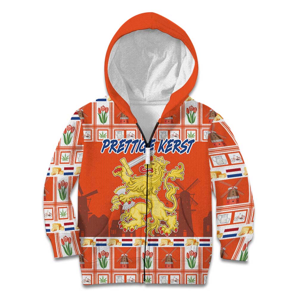 Personalized Netherlands Christmas Kid Hoodie Coat Of Arms - Prettige Kerst - Wonder Print Shop