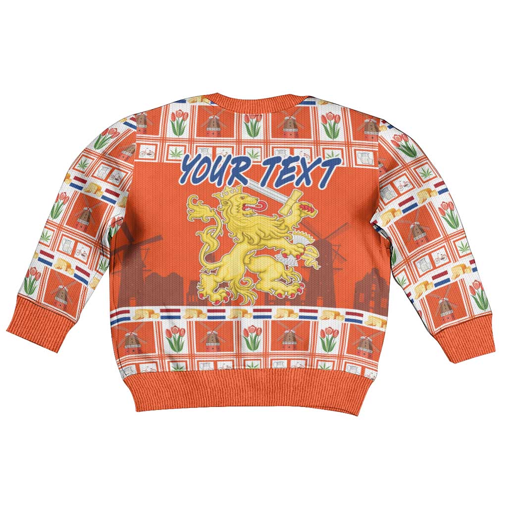 Personalized Netherlands Christmas Kid Ugly Christmas Sweater Coat Of Arms - Prettige Kerst - Wonder Print Shop