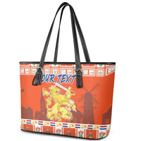 Personalized Netherlands Christmas Leather Tote Bag Coat Of Arms - Prettige Kerst - Wonder Print Shop