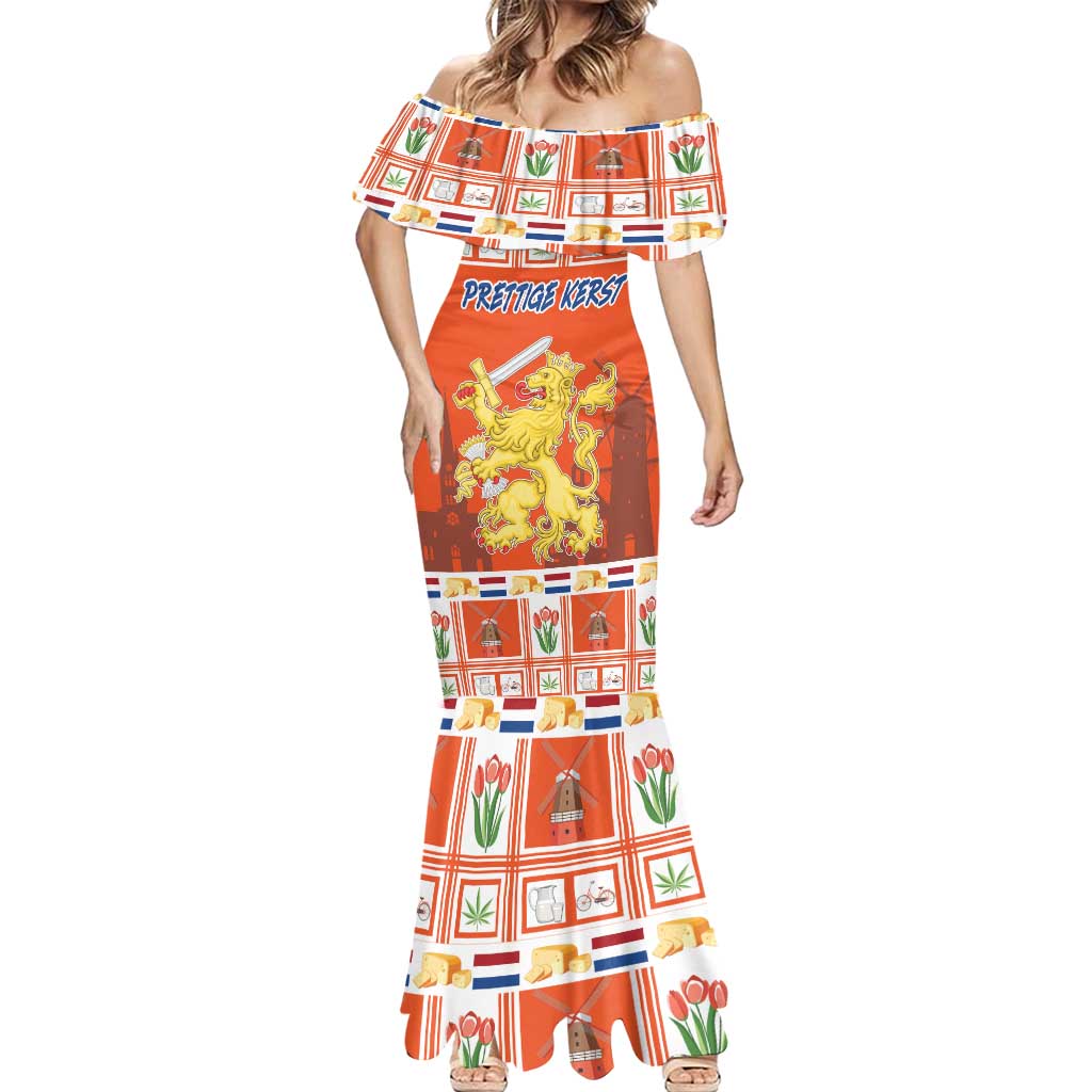 Personalized Netherlands Christmas Mermaid Dress Coat Of Arms - Prettige Kerst - Wonder Print Shop