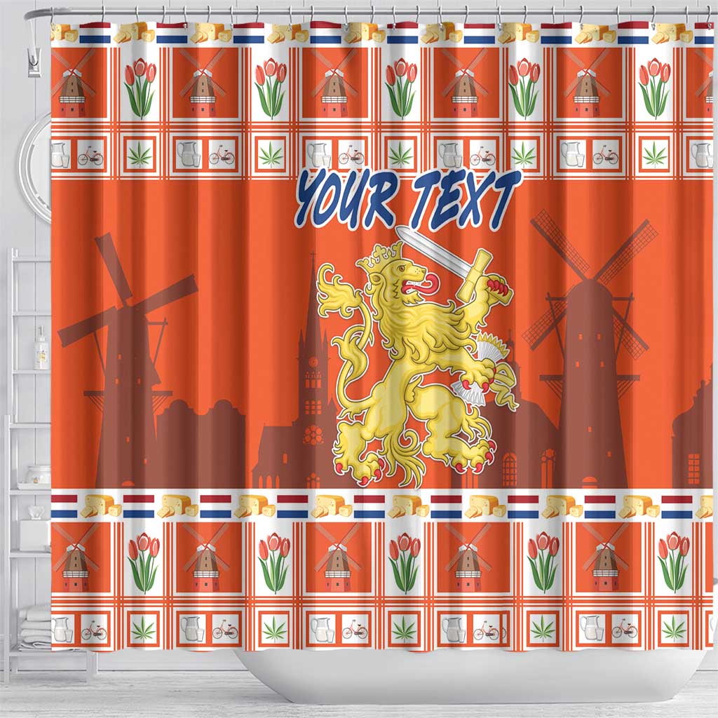 Personalized Netherlands Christmas Shower Curtain Coat Of Arms - Prettige Kerst