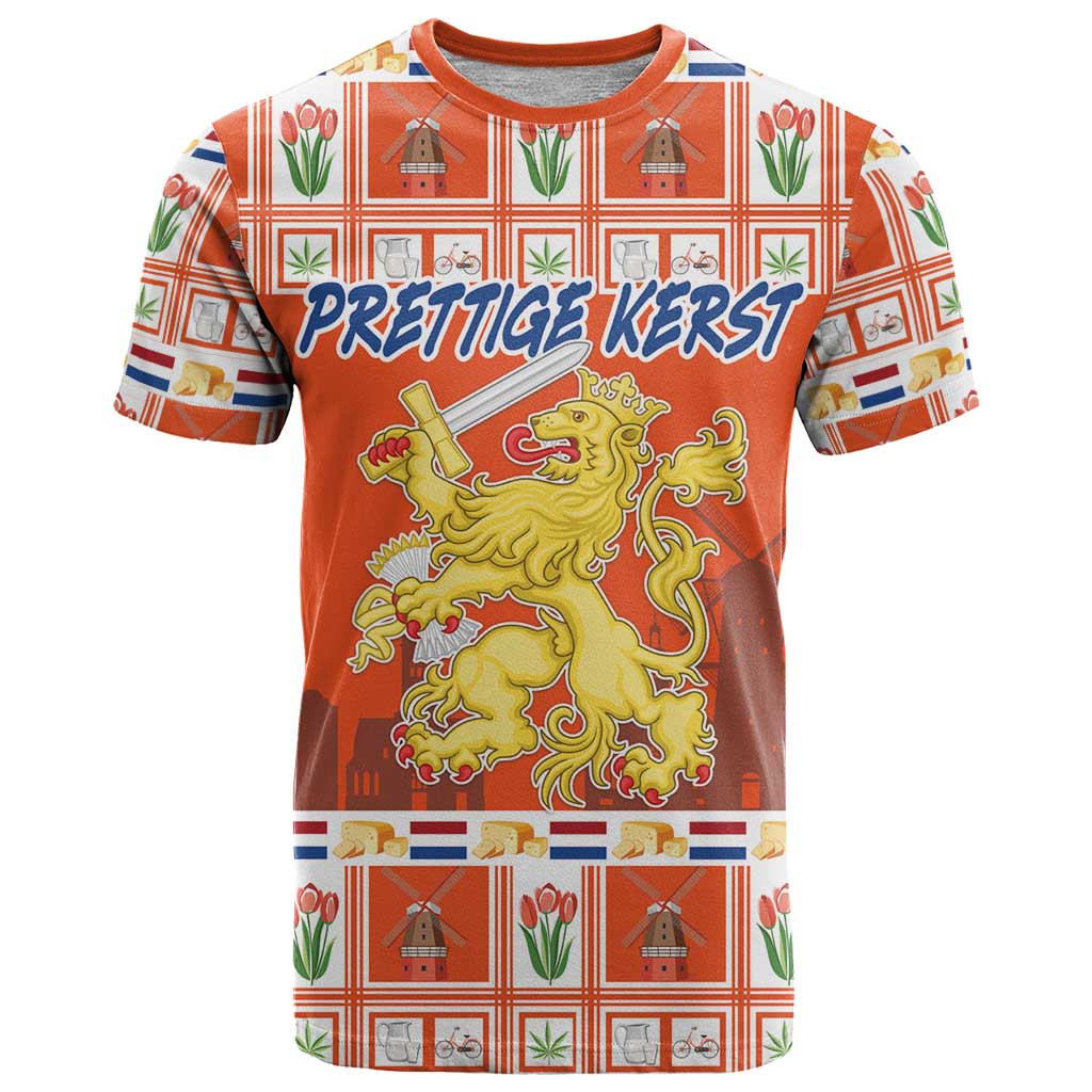 Personalized Netherlands Christmas T Shirt Coat Of Arms - Prettige Kerst - Wonder Print Shop