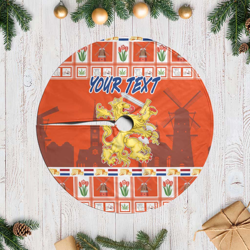 Personalized Netherlands Christmas Tree Skirt Coat Of Arms - Prettige Kerst - Wonder Print Shop