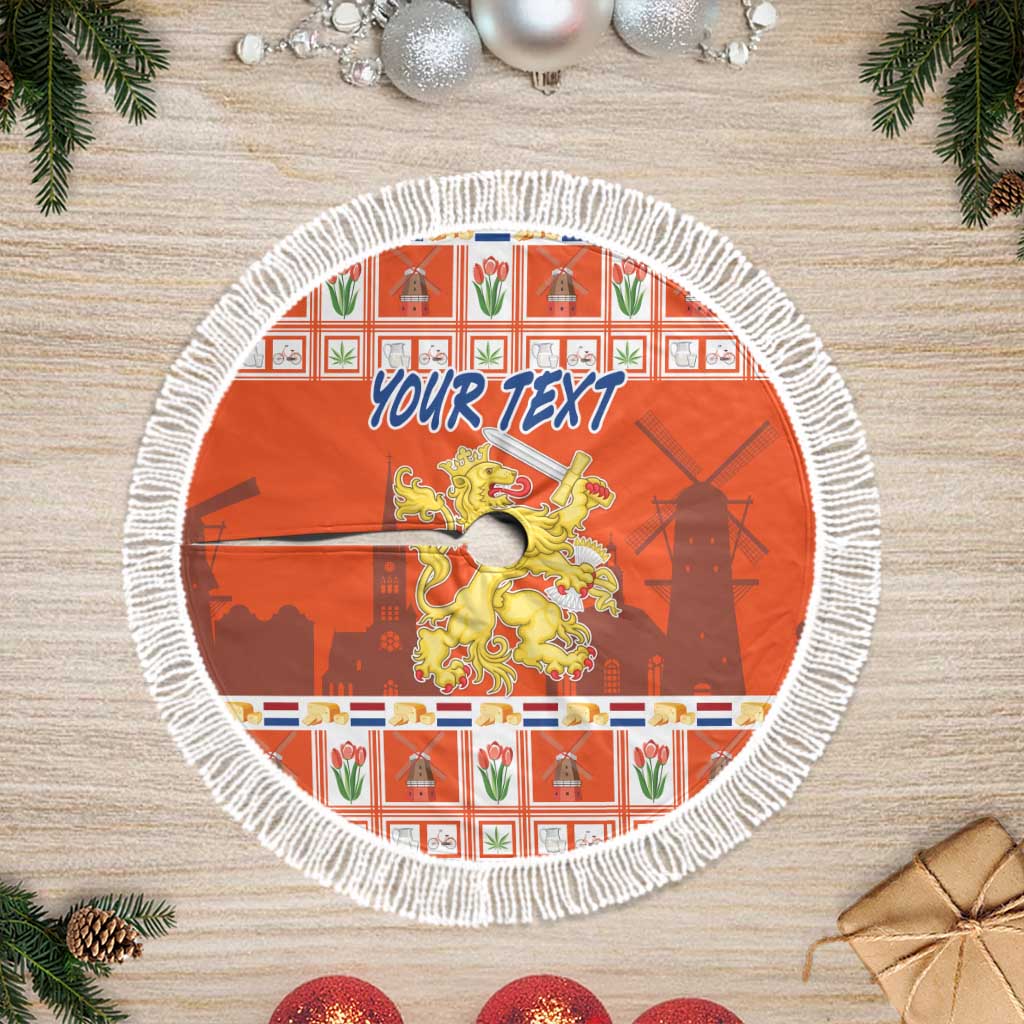 Personalized Netherlands Christmas Tree Skirt Coat Of Arms - Prettige Kerst - Wonder Print Shop