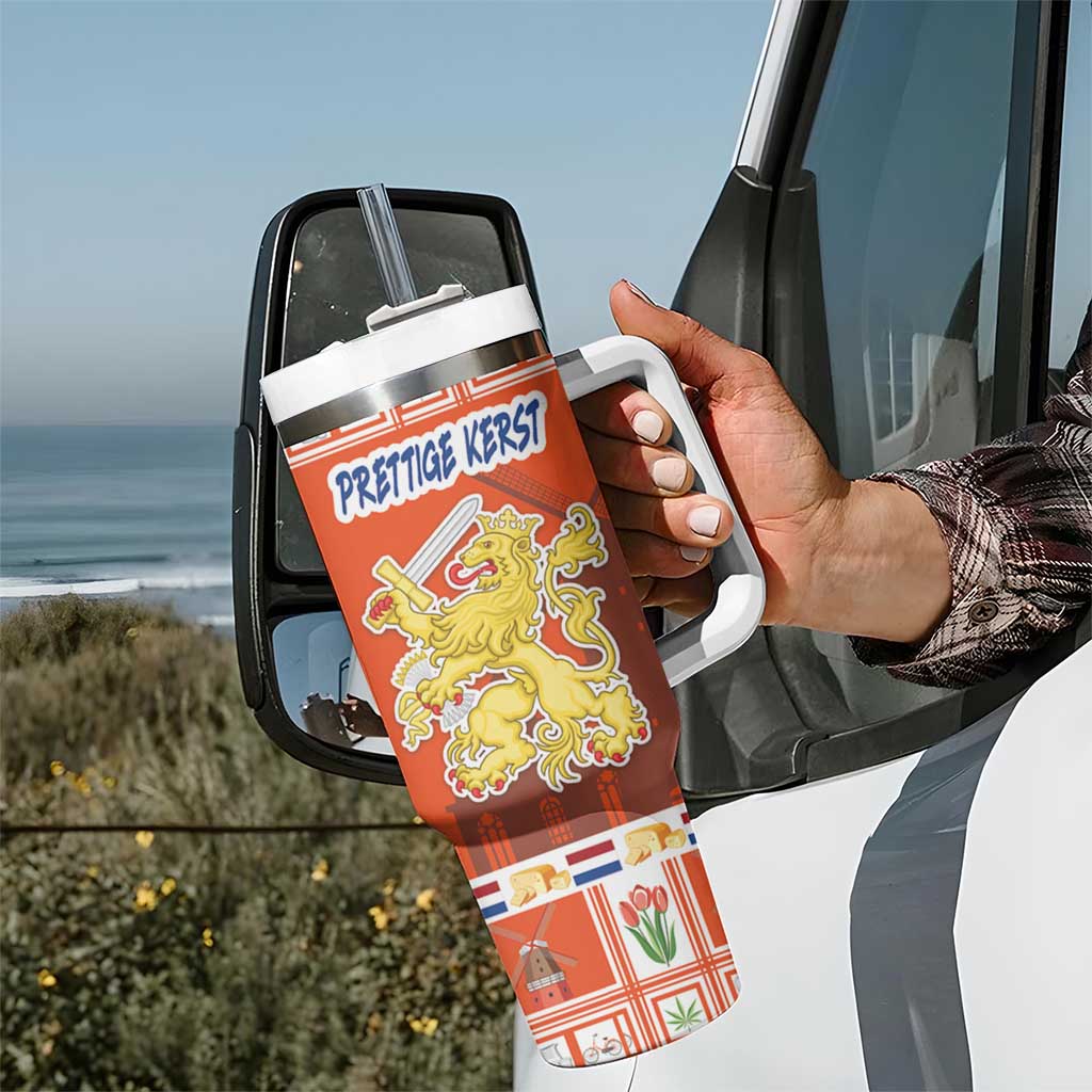 Personalized Netherlands Christmas Tumbler With Handle Coat Of Arms - Prettige Kerst - Wonder Print Shop