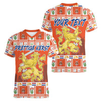 Personalized Netherlands Christmas Women V-Neck T-Shirt Coat Of Arms - Prettige Kerst - Wonder Print Shop