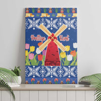 Netherlands Christmas Canvas Wall Art Windmills With Tulip Flowers - Wonder Print Shop