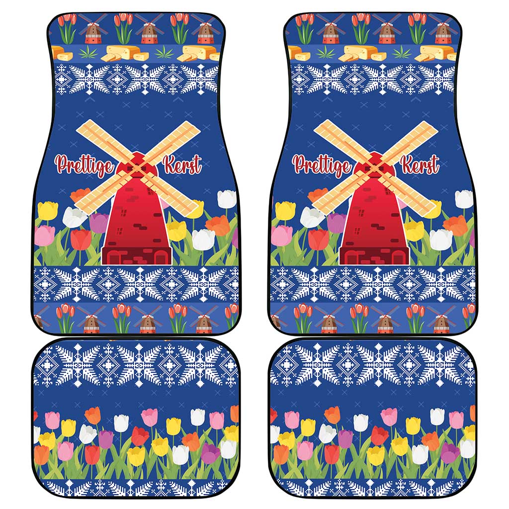 Netherlands Christmas Car Mats Windmills With Tulip Flowers - Wonder Print Shop