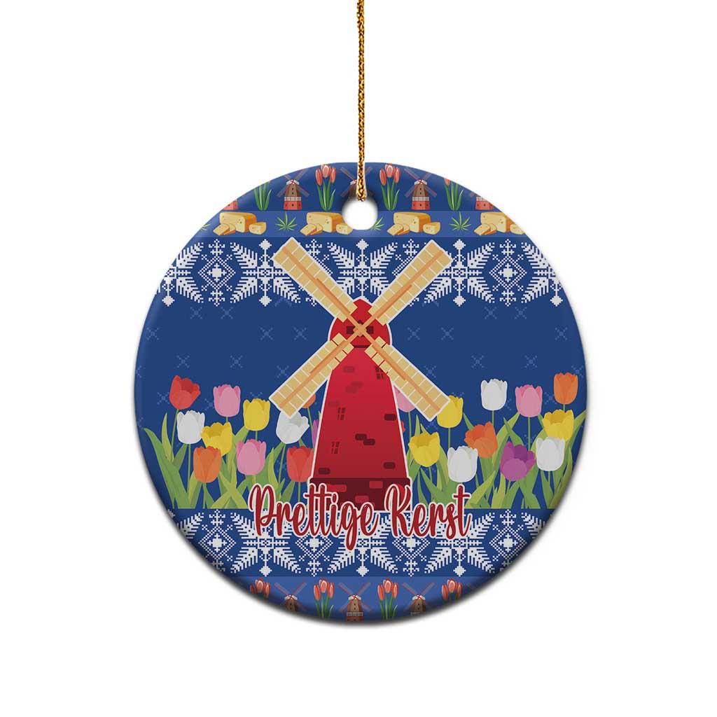 Netherlands Christmas Ceramic Ornament Windmills With Tulip Flowers - Wonder Print Shop