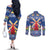 Netherlands Christmas Couples Matching Off The Shoulder Long Sleeve Dress and Long Sleeve Button Shirt Windmills With Tulip Flowers
