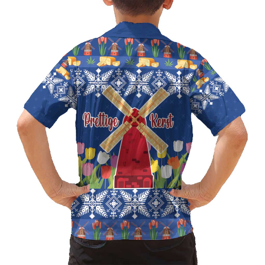 Netherlands Christmas Family Matching Puletasi and Hawaiian Shirt Windmills With Tulip Flowers - Wonder Print Shop