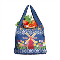Netherlands Christmas Grocery Bag Windmills With Tulip Flowers