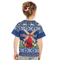 Netherlands Christmas Kid T Shirt Windmills With Tulip Flowers - Wonder Print Shop