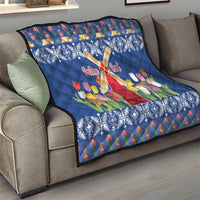 Netherlands Christmas Quilt Windmills With Tulip Flowers - Wonder Print Shop