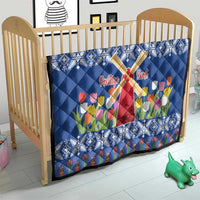 Netherlands Christmas Quilt Windmills With Tulip Flowers - Wonder Print Shop