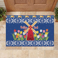 Netherlands Christmas Rubber Doormat Windmills With Tulip Flowers - Wonder Print Shop
