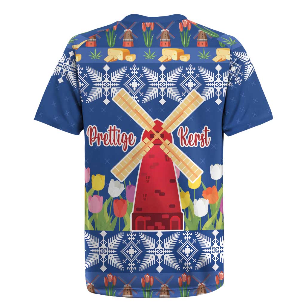 Netherlands Christmas Rugby Jersey Windmills With Tulip Flowers - Wonder Print Shop
