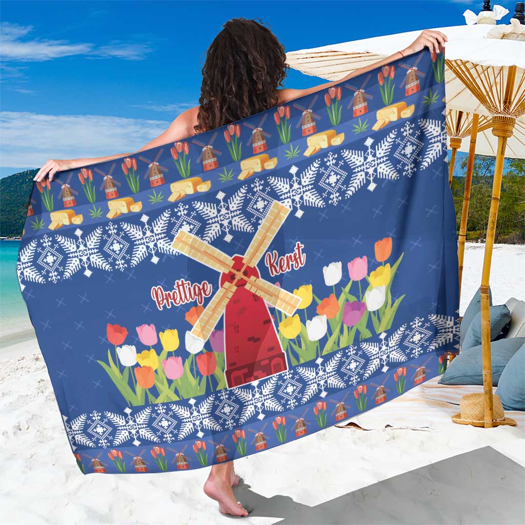 Netherlands Christmas Sarong Windmills With Tulip Flowers - Wonder Print Shop