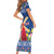 Netherlands Christmas Short Sleeve Bodycon Dress Windmills With Tulip Flowers - Wonder Print Shop