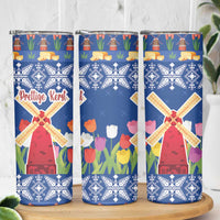 Netherlands Christmas Skinny Tumbler Windmills With Tulip Flowers - Wonder Print Shop