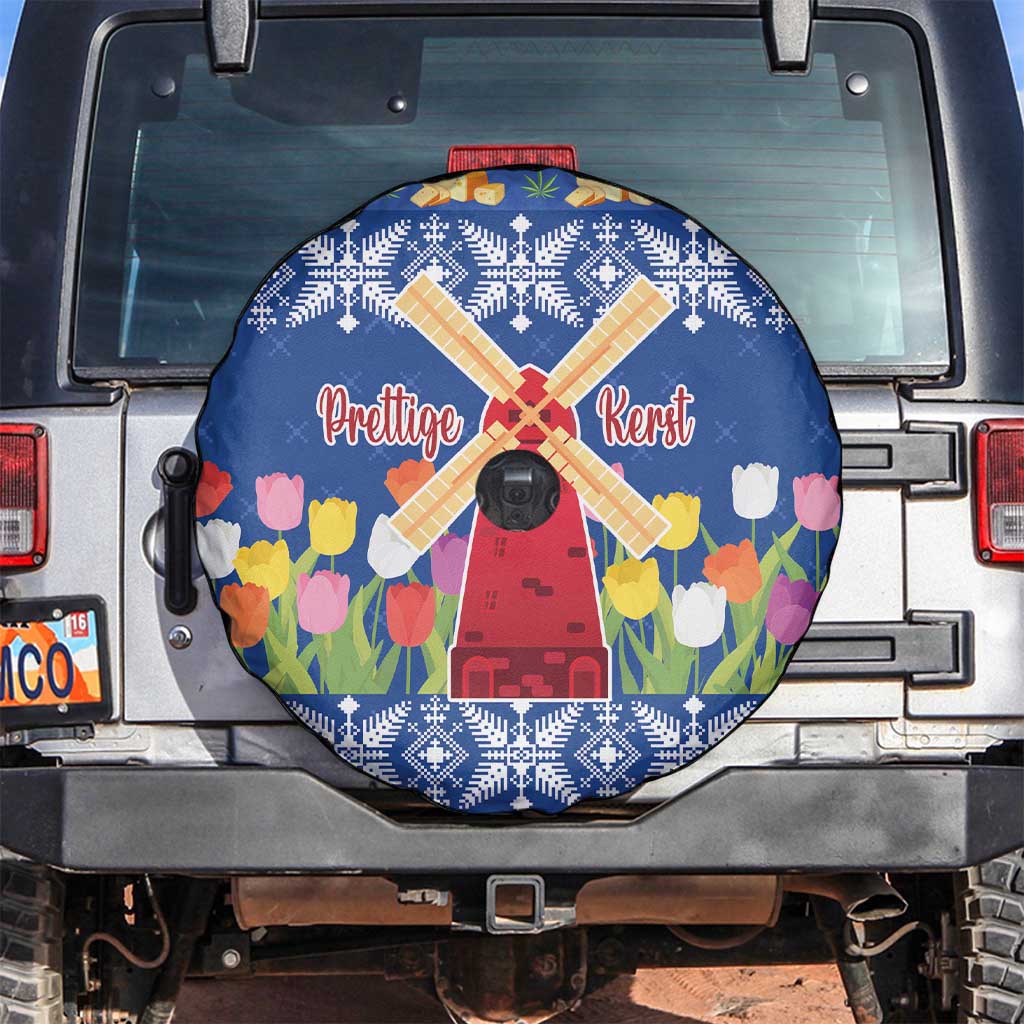 Netherlands Christmas Spare Tire Cover Windmills With Tulip Flowers - Wonder Print Shop