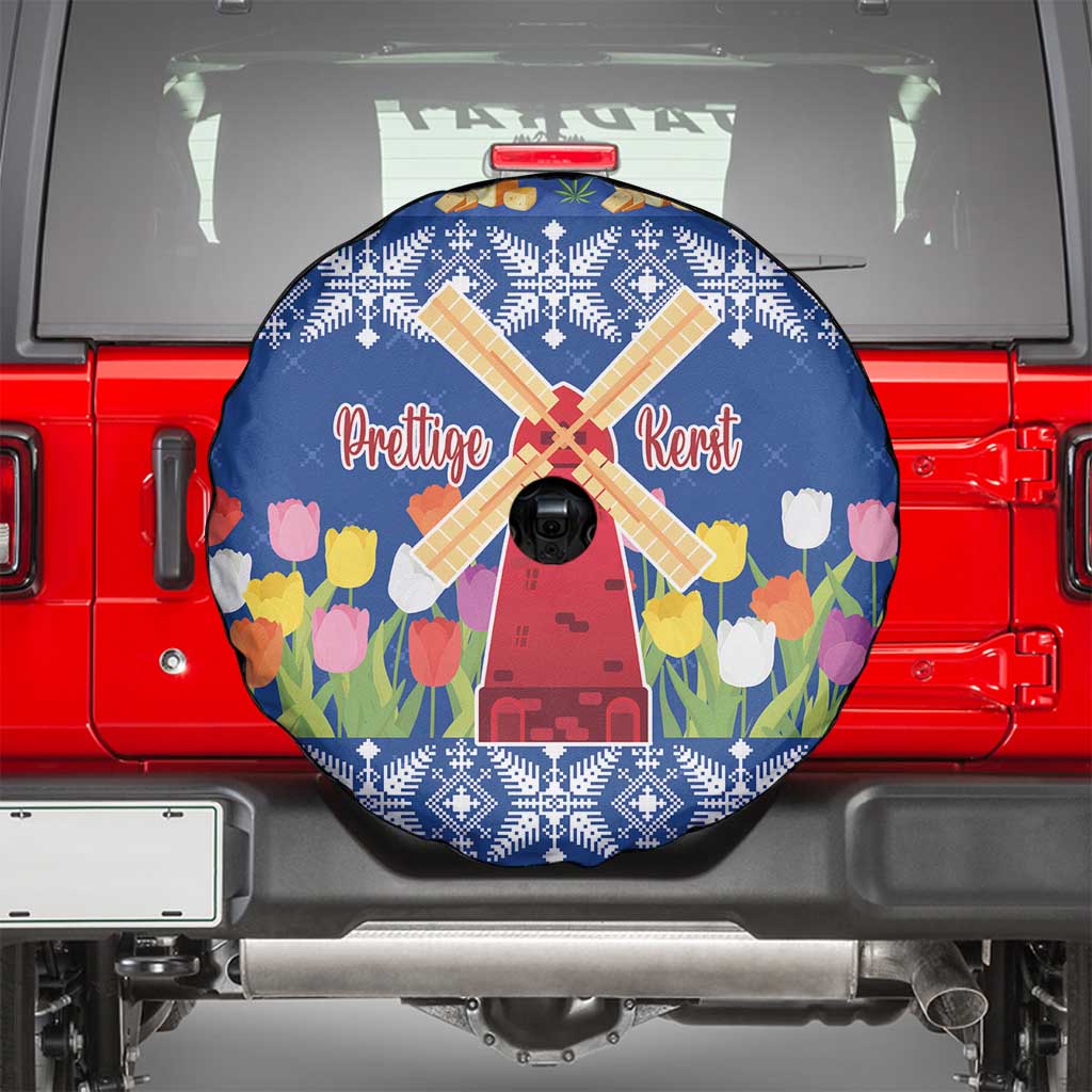 Netherlands Christmas Spare Tire Cover Windmills With Tulip Flowers - Wonder Print Shop
