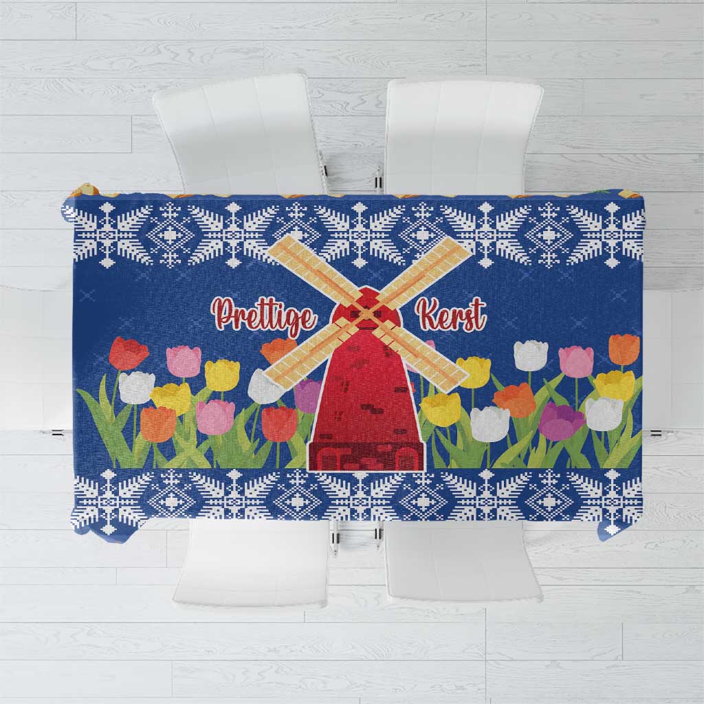 Netherlands Christmas Tablecloth Windmills With Tulip Flowers - Wonder Print Shop