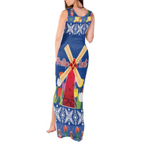 Netherlands Christmas Tank Maxi Dress Windmills With Tulip Flowers - Wonder Print Shop