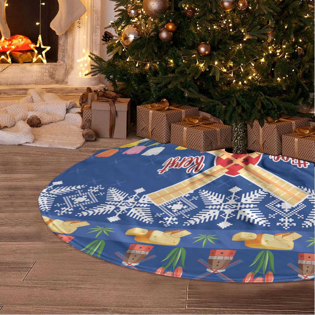 Netherlands Christmas Tree Skirt Windmills With Tulip Flowers - Wonder Print Shop