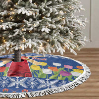 Netherlands Christmas Tree Skirt Windmills With Tulip Flowers - Wonder Print Shop
