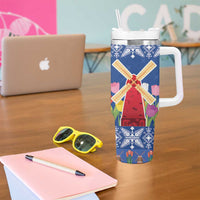 Netherlands Christmas Tumbler With Handle Windmills With Tulip Flowers - Wonder Print Shop