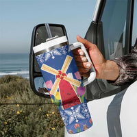 Netherlands Christmas Tumbler With Handle Windmills With Tulip Flowers - Wonder Print Shop