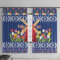 Netherlands Christmas Window Curtain Windmills With Tulip Flowers - Wonder Print Shop
