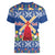 Netherlands Christmas Women V-Neck T-Shirt Windmills With Tulip Flowers - Wonder Print Shop