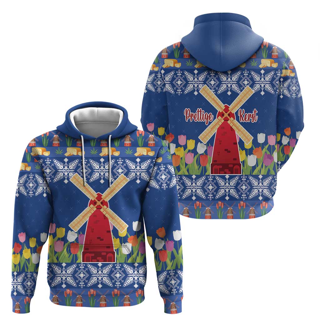 Netherlands Christmas Zip Hoodie Windmills With Tulip Flowers - Wonder Print Shop