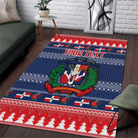 Personalized Dominican Republic Christmas Area Rug Dominicana Coat Of Arms Christmas Pattern - Wonder Print Shop