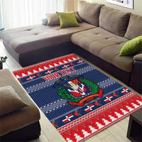 Personalized Dominican Republic Christmas Area Rug Dominicana Coat Of Arms Christmas Pattern - Wonder Print Shop