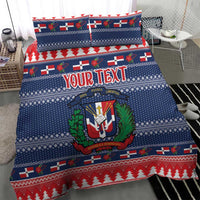 Personalized Dominican Republic Christmas Bedding Set Dominicana Coat Of Arms Christmas Pattern - Wonder Print Shop