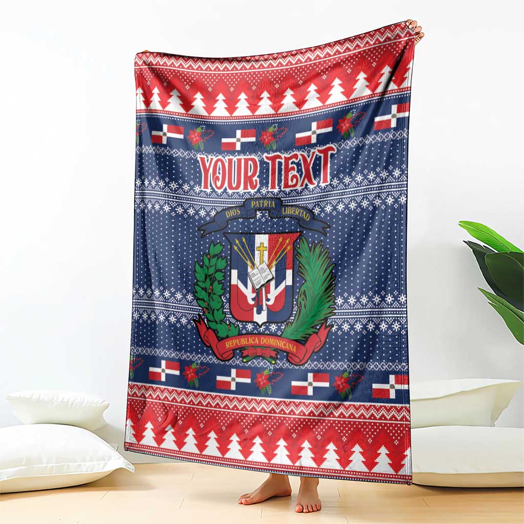 Personalized Dominican Republic Christmas Blanket Dominicana Coat Of Arms Christmas Pattern