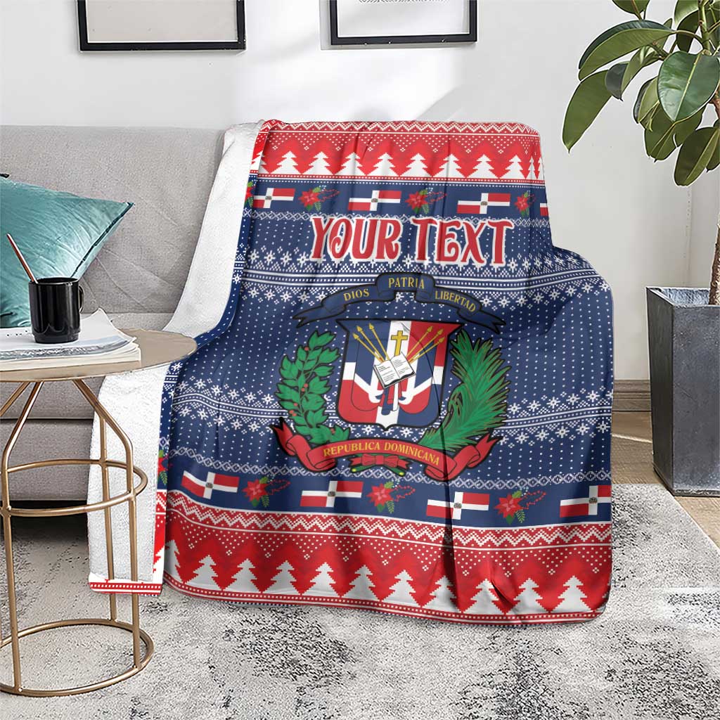 Personalized Dominican Republic Christmas Blanket Dominicana Coat Of Arms Christmas Pattern