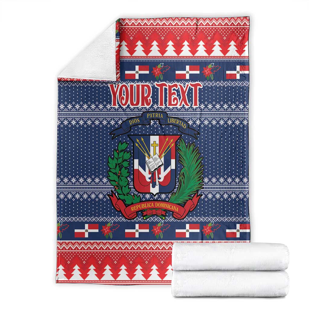 Personalized Dominican Republic Christmas Blanket Dominicana Coat Of Arms Christmas Pattern