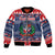 Personalized Dominican Republic Christmas Bomber Jacket Dominicana Coat Of Arms Christmas Pattern - Wonder Print Shop