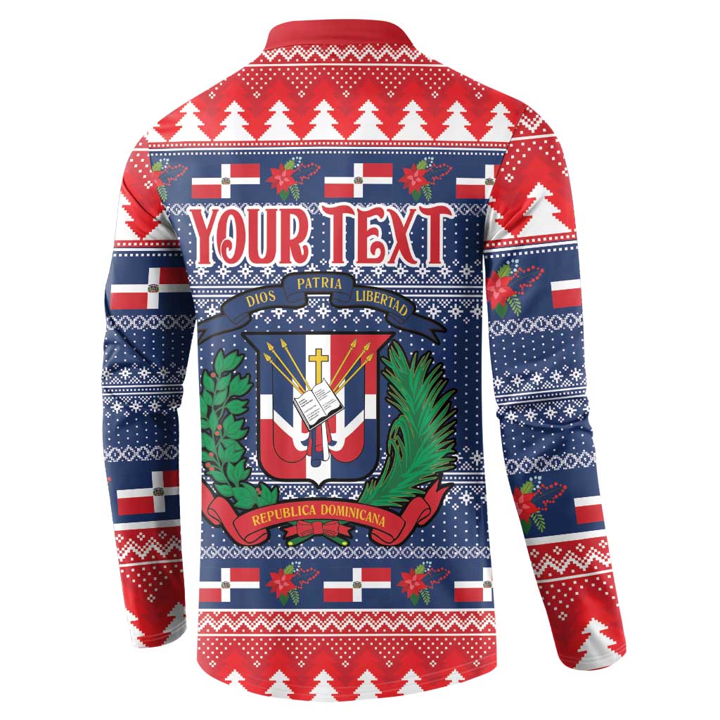 Personalized Dominican Republic Christmas Button Sweatshirt Dominicana Coat Of Arms Christmas Pattern - Wonder Print Shop